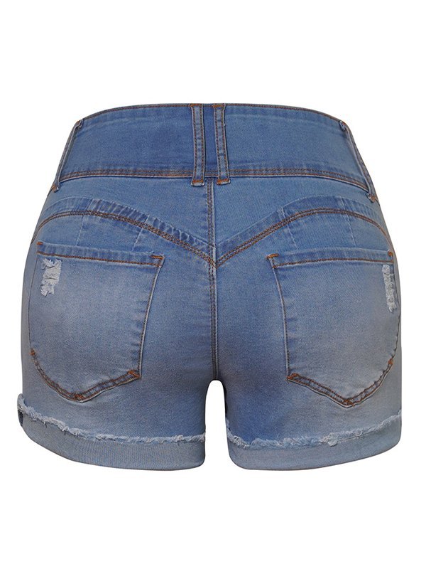 EMMIOL Shorts de mezclilla desgastada con dobladillo con puños