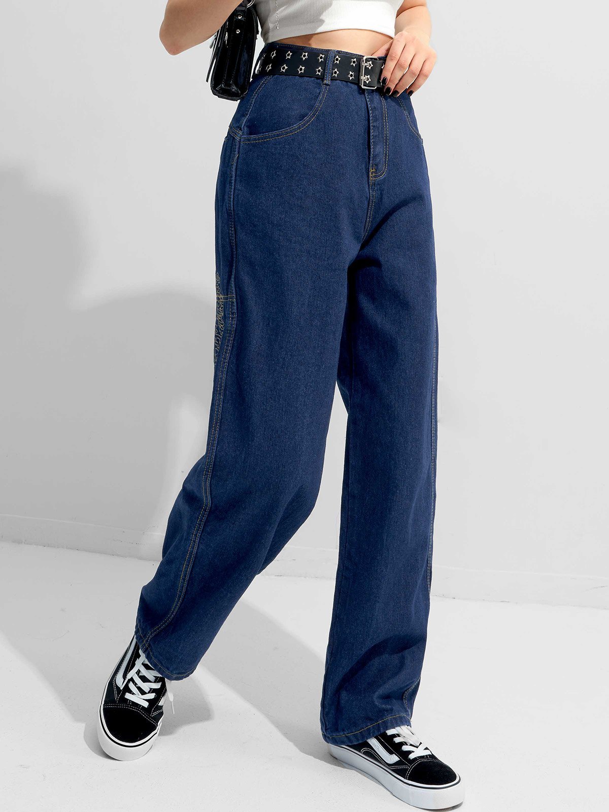 EMMIOL Dragon Embroidery Boyfriend Jeans