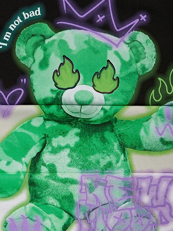 EMMIOL Camiseta con estampado de oso de llama reflectante para hombre