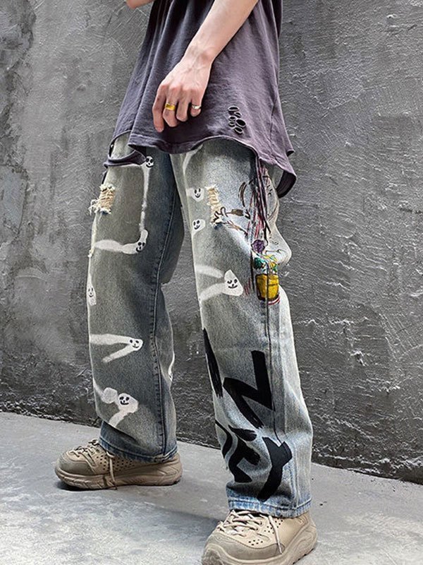 Emmiol Spedizione gratuita 2025 Jeans da uomo invecchiati con