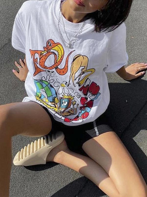 EMMIOL Camiseta estampada de manga corta Indie