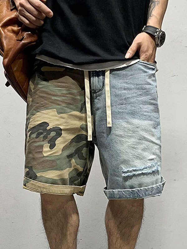2022 Pantaloncini di jeans mimetici patchwork da uomo Erba cipollina M In  Shorts Online Store. Best For Sale | Emmiol.com