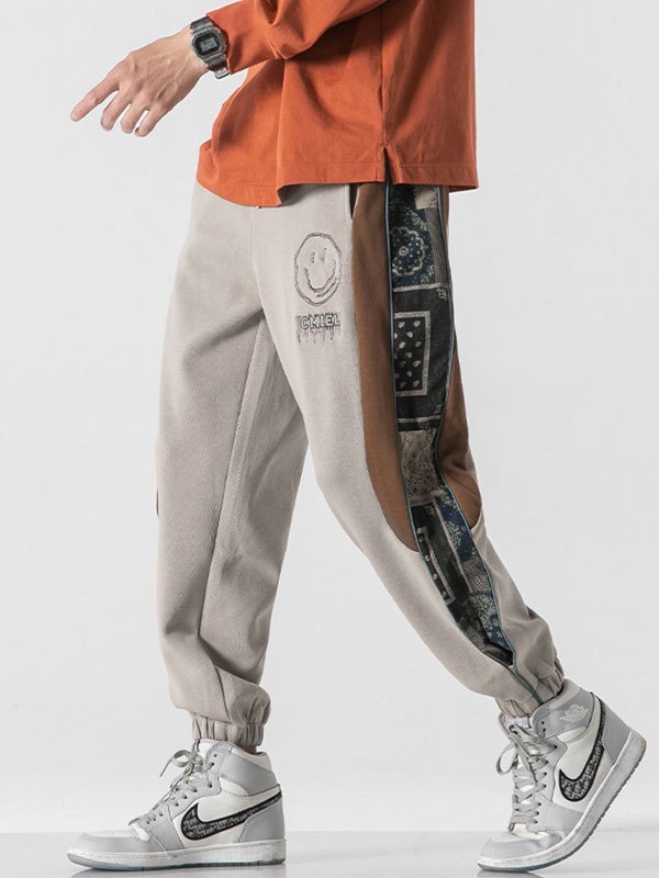 EMMIOL Men's Patchwork Bandana Print Jogger Pants