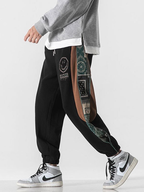 Emmiol Free shipping 2023 Men's Patchwork Bandana Print Jogger Pants