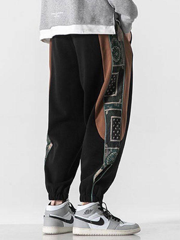Emmiol Free shipping 2023 Men's Patchwork Bandana Print Jogger Pants