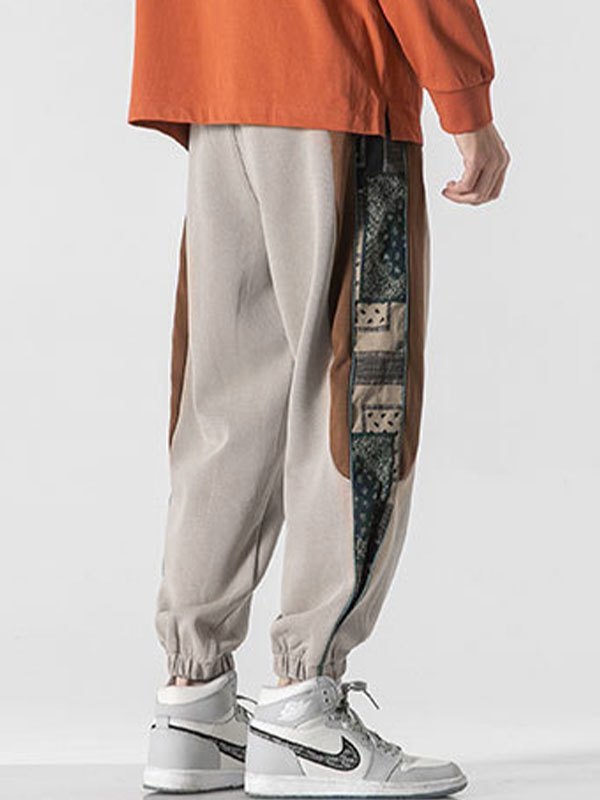 EMMIOL Men's Patchwork Bandana Print Jogger Pants