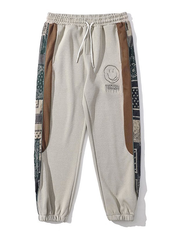 EMMIOL Men's Patchwork Bandana Print Jogger Pants