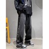 EMMIOL Jeans rectos con botones lavados para hombre