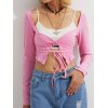 EMMIOL Blusa corta con cordones y manga larga dividida de Emmiol