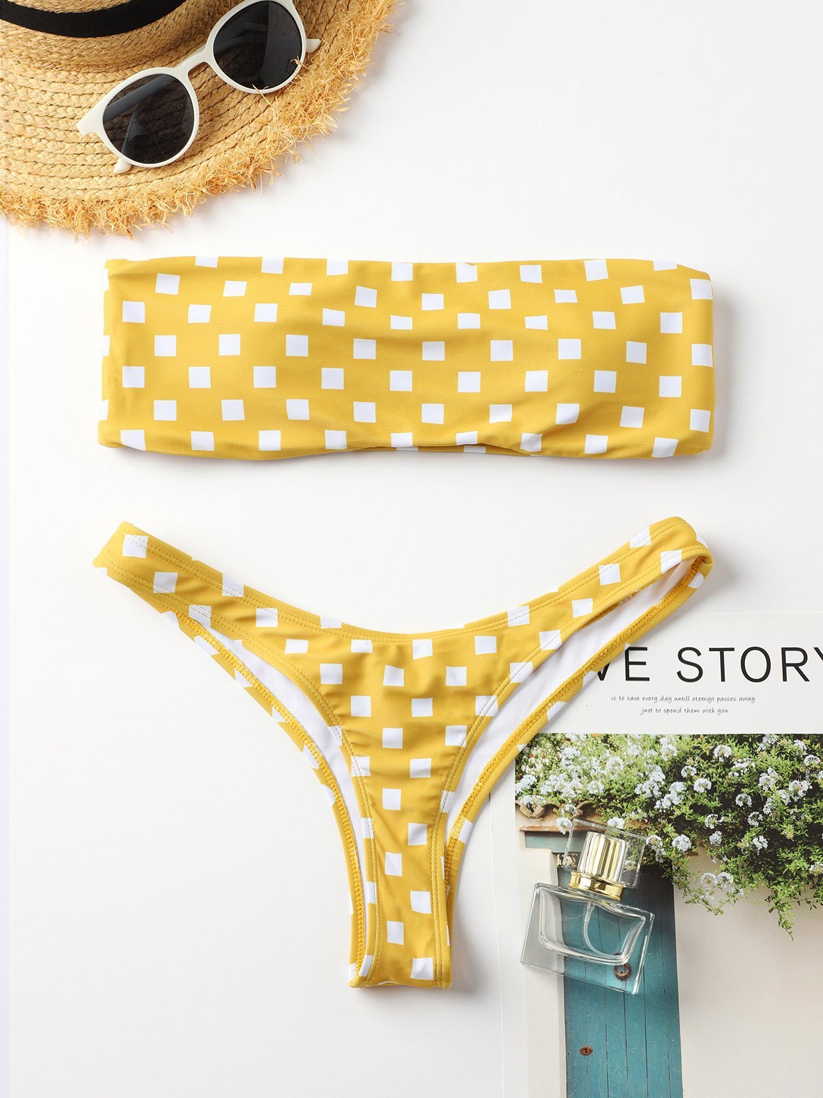 EMMIOL Plaid sexy tube top bikini Swimwear