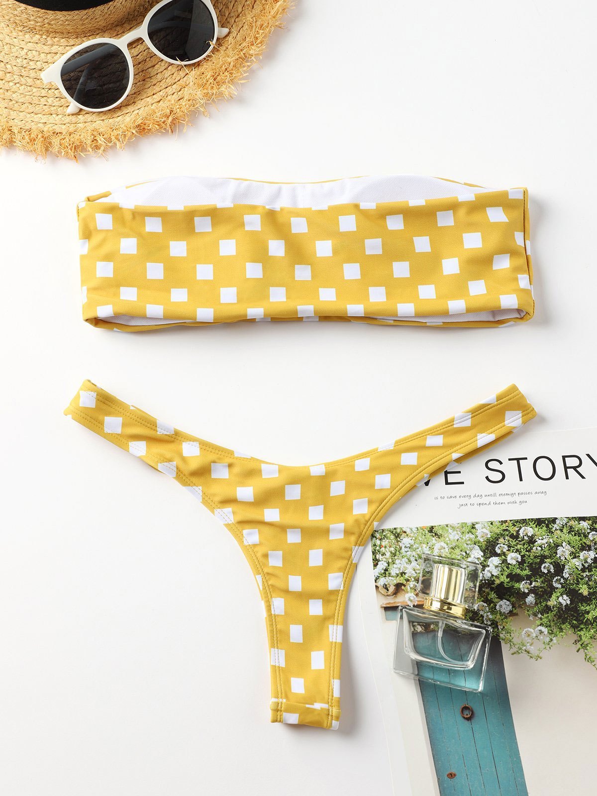 EMMIOL Plaid sexy tube top bikini Swimwear