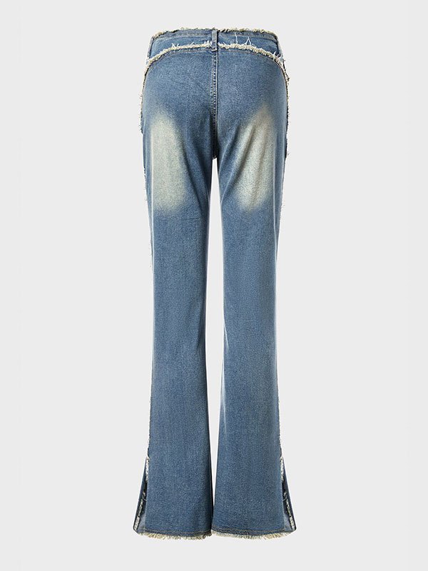EMMIOL Pantalón vaquero acampanado con flecos Pantalones pitillo
