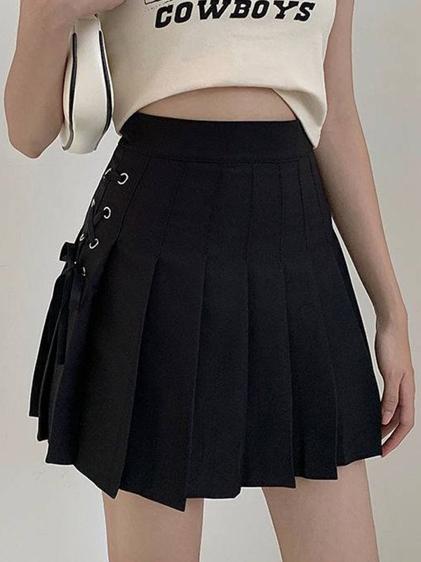 EMMIOL Minifalda plisada con cordones