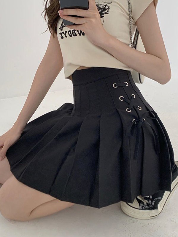 EMMIOL Minifalda plisada con cordones