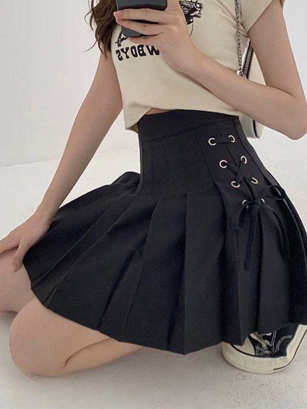 EMMIOL Minifalda plisada con cordones