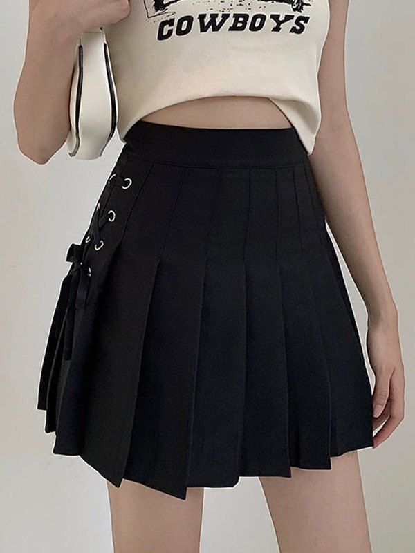 EMMIOL Minifalda plisada con cordones