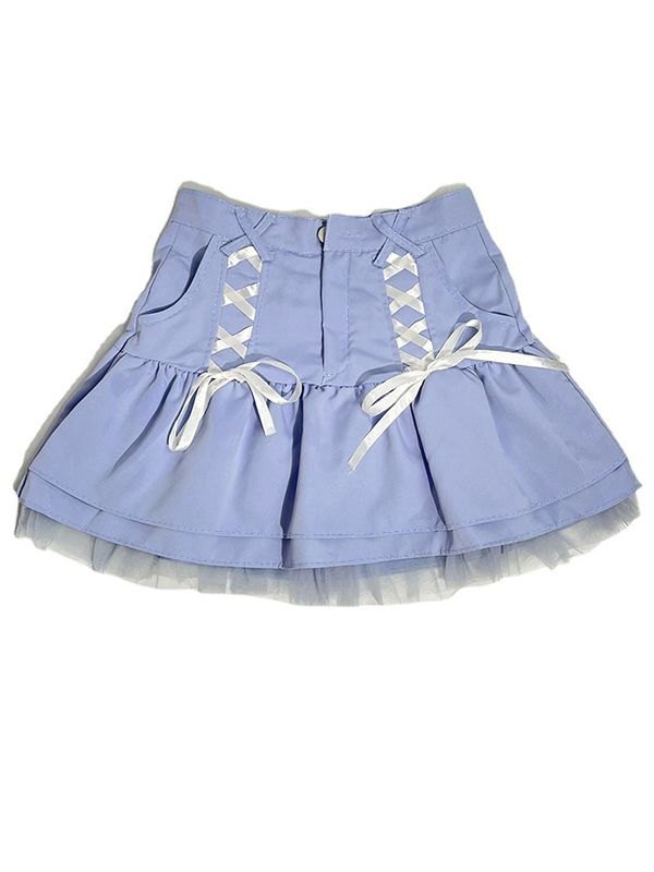 EMMIOL Mesh Hem Lace Up Mini Skirt