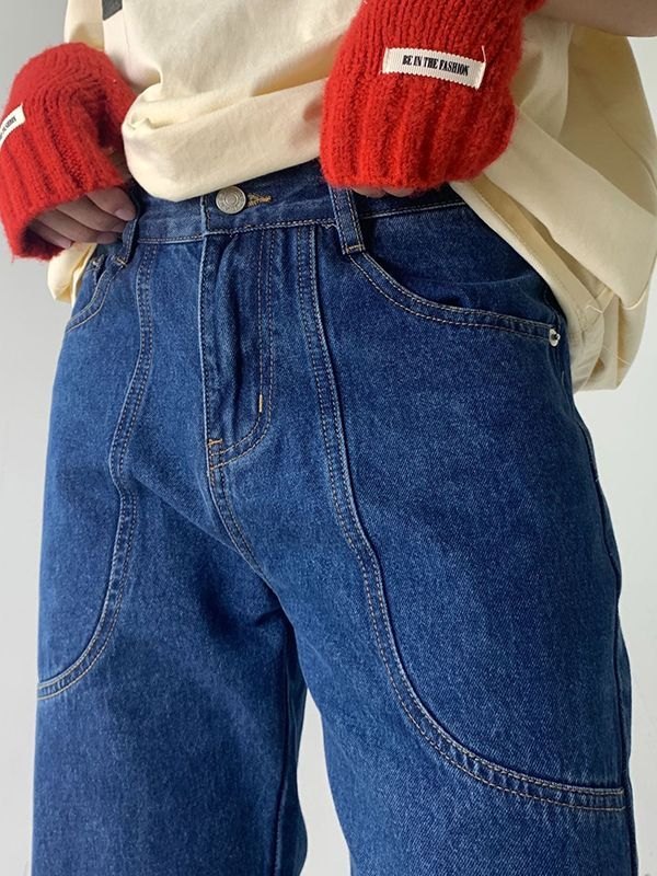 Emmiol Free shipping 2023 Men's Seam Detail Ankle Flare Jeans Blue S in