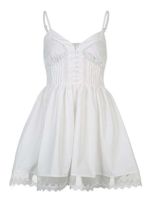 EMMIOL Korsett-Detail-Spitzen-Minikleid