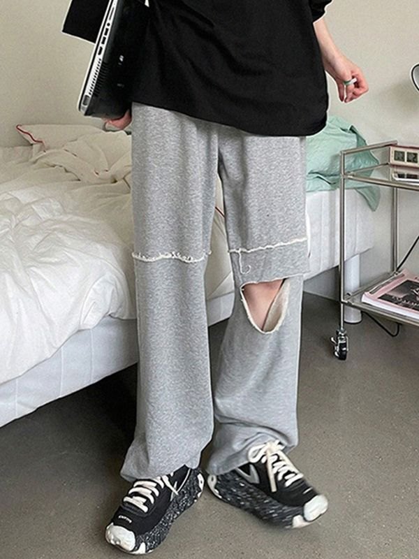 EMMIOL Pantalones jogger rotos de cintura alta
