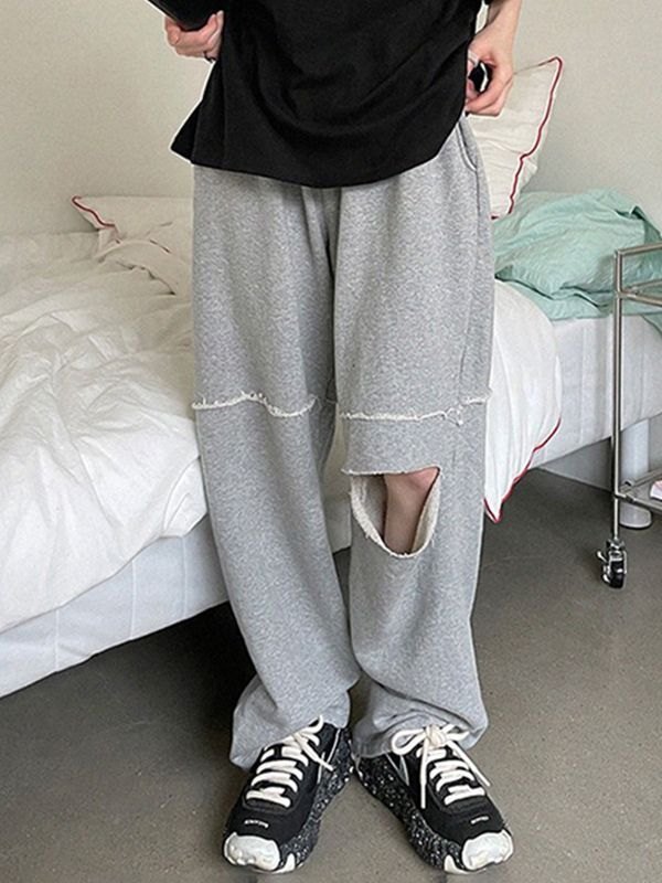 EMMIOL Pantalones jogger rotos de cintura alta