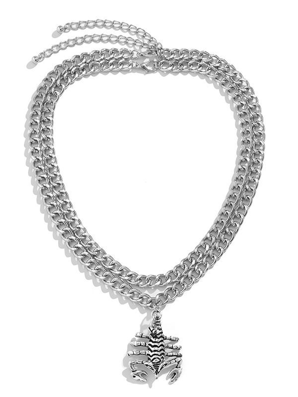 EMMIOL Collar de cadena gruesa con capas de escorpión para hombre