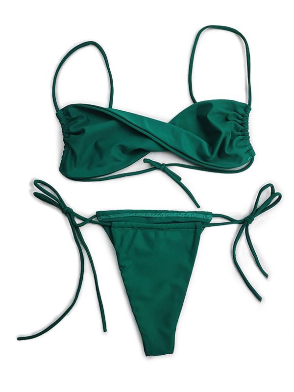 EMMIOL Twist-Front-Schnür-Bikini-Set