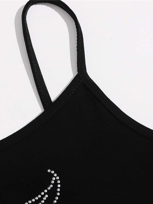 EMMIOL Rhinestone Butterfly Crop Cami Top