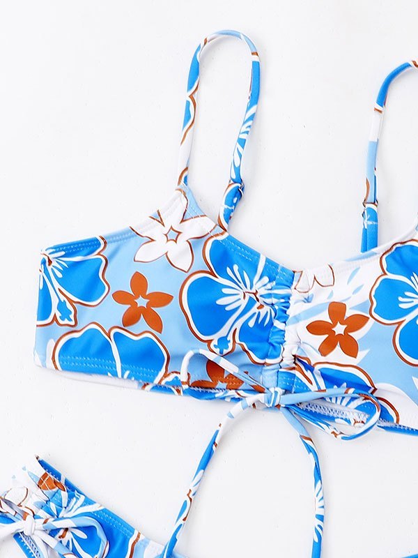 EMMIOL Conjunto de bikini con estampado floral de olas