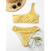 EMMIOL Check Print One Shoulder Bikini  Swimwear