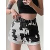 EMMIOL Cow Print Low Rise Denim Shorts