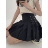 EMMIOL Lace Up Pleated Mini Skirt