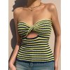EMMIOL Top bandeau a rayas con aberturas retorcidas