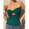 EMMIOL Top bandeau a rayas con aberturas retorcidas