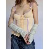 EMMIOL Contrast Trim Mesh Paneled Crop Cami Top