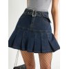 EMMIOL Buckle Belted Pleated Mini Skirt