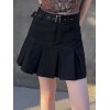 EMMIOL Buckled Belt Pleated Mini Skirt