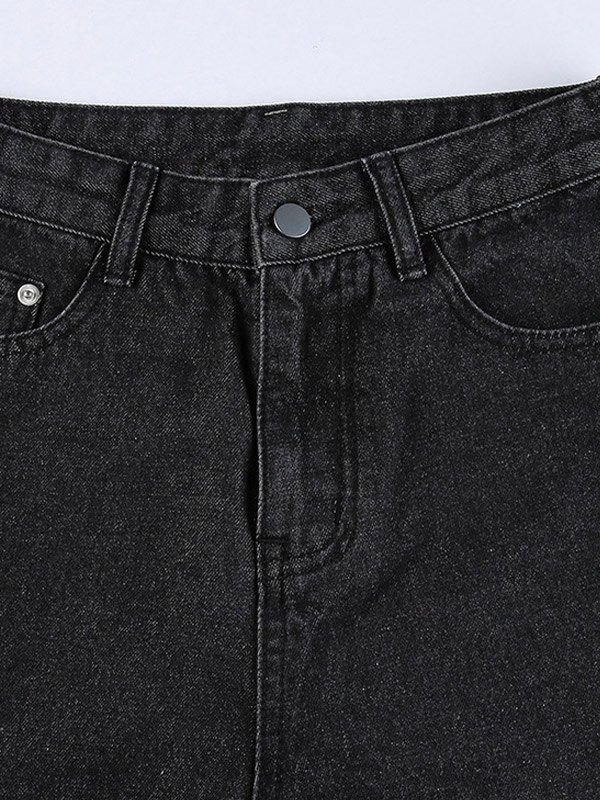 EMMIOL Jeans strappati con spacco impreziositi da catene