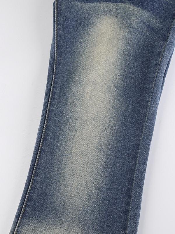 EMMIOL Gebleichte Flare-Jeans mit niedriger Taille im Vintage-Stil