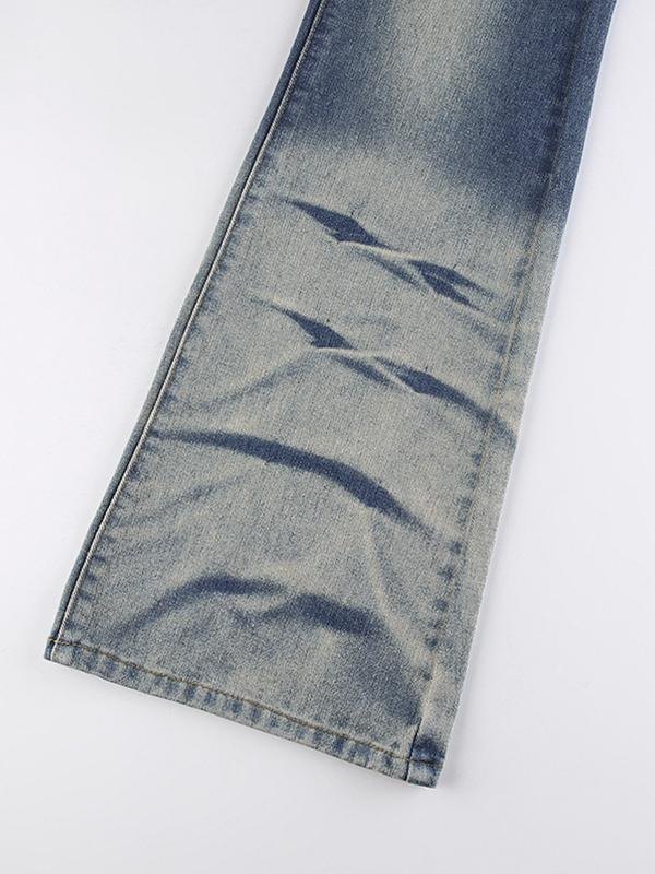 EMMIOL Vintage Low Waist Bleached Flare Jeans