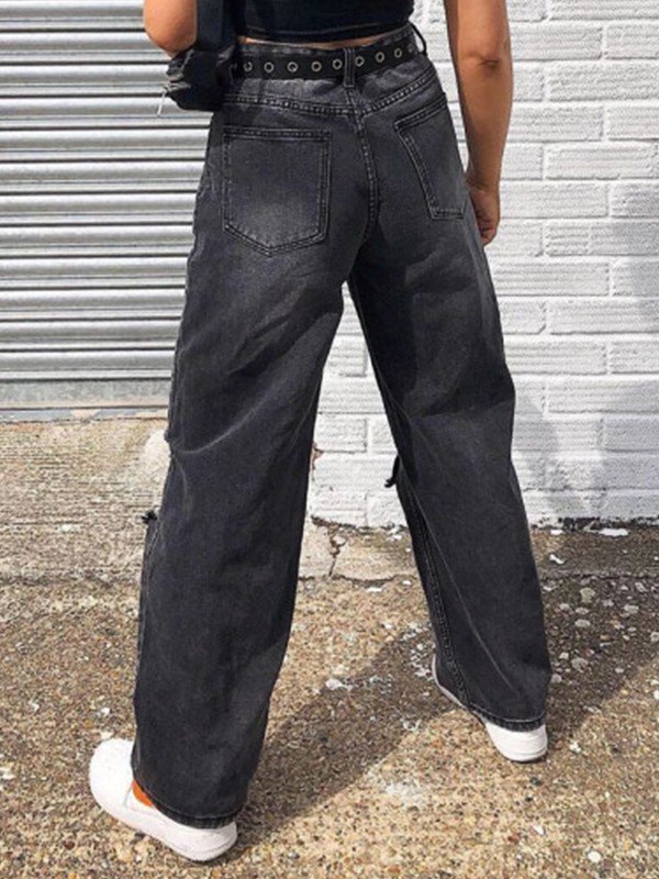 EMMIOL Jeans strappati con lavaggio vintage