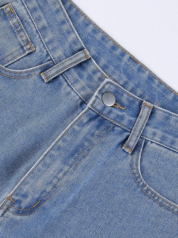 EMMIOL Zerrissene, zerrissene Jeans in blauer Waschung