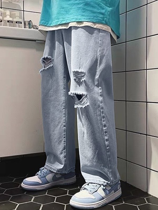 2022 Jeans strappati lavati chiari da uomo Bianca S In Loose Jeans Online  Store. Best For Sale | Emmiol.com