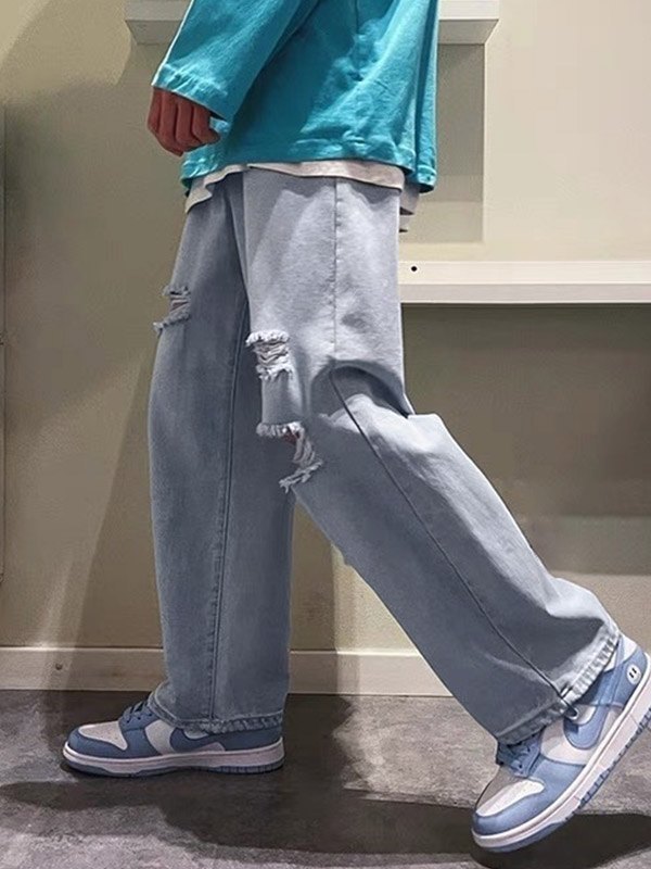 2022 Jeans strappati lavati chiari da uomo Bianca M In Loose Jeans Online  Store. Best For Sale | Emmiol.com