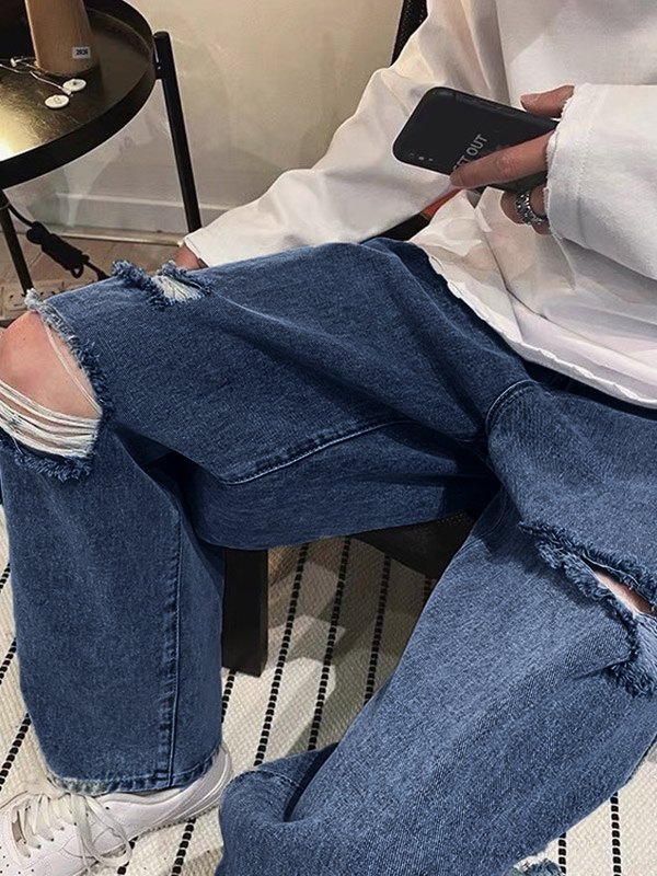 EMMIOL Men's Light Washed Ripped Jeans