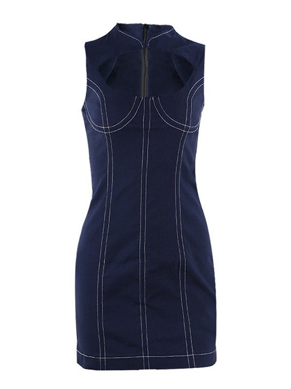 EMMIOL Denim Cutout Bodycon Mini Dress