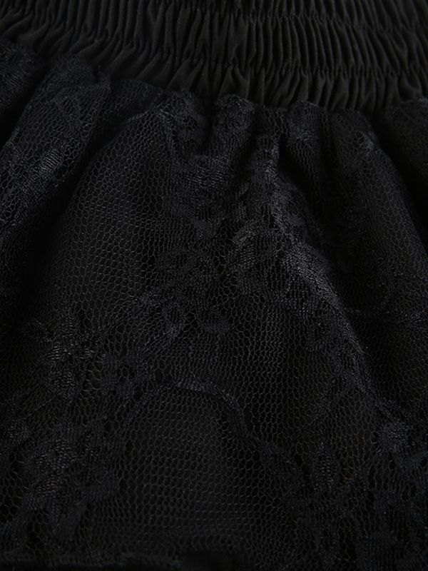 EMMIOL Gothic Lace Paneled Lined Mini Skirt