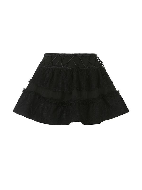 EMMIOL Gothic Lace Paneled Lined Mini Skirt