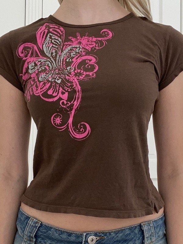 E-Girls Maglietta Donna Y2K: Crop Top Vintage Con Stampa Lettere, Anni 2000, Streetwear Estetico, Morbido E Traspirante