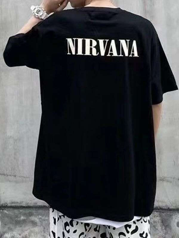 EMMIOL Camiseta estampada con banda de hadas grunge para hombre